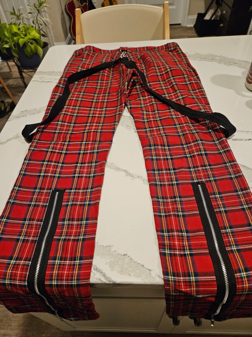 Vintage Hot Topic Plaid Pants with Black Straps